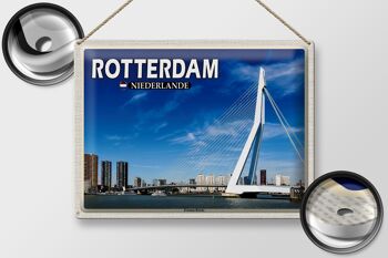 Panneau en étain voyage 40x30cm Rotterdam Pays-Bas Pont Erasmus 2