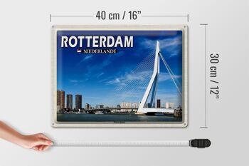 Panneau en étain voyage 40x30cm Rotterdam Pays-Bas Pont Erasmus 4