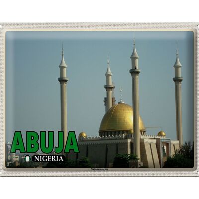 Targa in metallo da viaggio 40x30 cm Moschea nazionale Abuja Nigeria