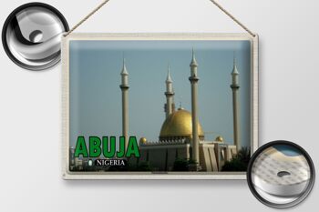 Panneau de voyage en étain, 40x30cm, mosquée nationale d'abuja Nigeria 2