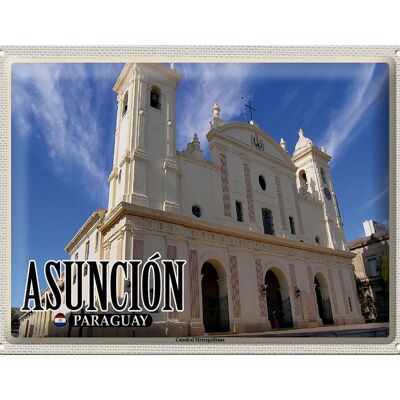 Cartel de chapa viaje 40x30cm Asunción Paraguay Catedral Metropolitana