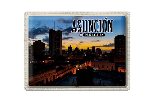 Blechschild Reise 40x30cm Asuncion Paraguay Skyline Sonnenuntergang
