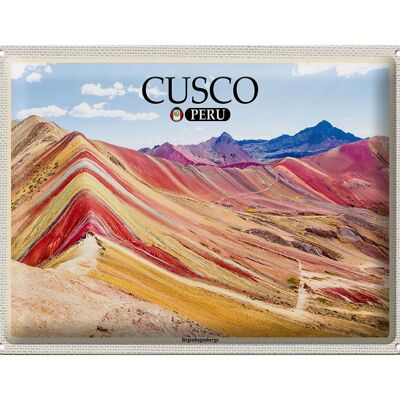 Blechschild Reise 40x30cm Cusco Peru Regenbogenberge