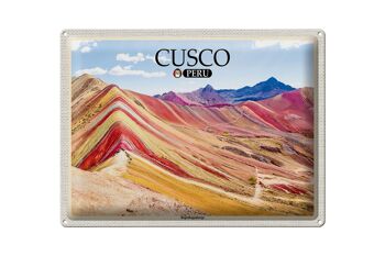 Panneau en étain voyage 40x30cm Cusco Pérou montagnes arc-en-ciel 1