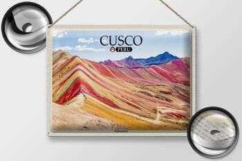 Panneau en étain voyage 40x30cm Cusco Pérou montagnes arc-en-ciel 2