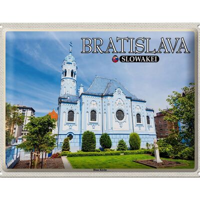 Panneau de voyage en étain, 40x30cm, Bratislava, slovaquie, église bleue