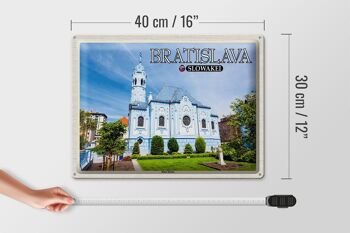 Panneau de voyage en étain, 40x30cm, Bratislava, slovaquie, église bleue 4