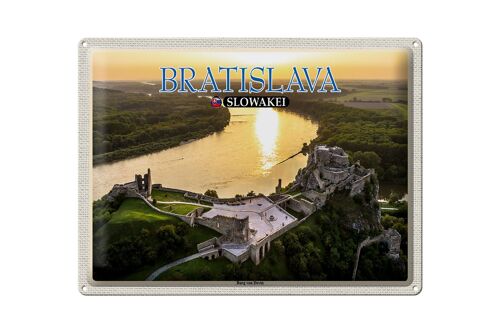 Blechschild Reise 40x30cm Bratislava Slowakei Burg von Devin