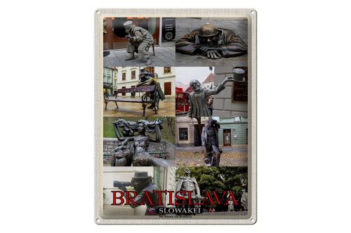 Blechschild Reise 30x40cm Bratislava Slowakei Statuen von Bratislava