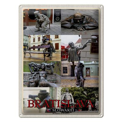 Blechschild Reise 30x40cm Bratislava Slowakei Statuen von Bratislava