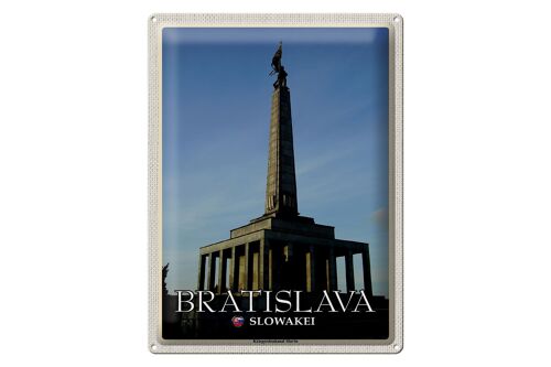 Blechschild Reise 30x40cm Bratislava Slowakei Kriegerdenkmal Slavin