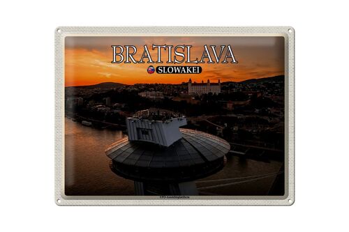 Blechschild Reise 40x30cm Bratislava Slowakei UFO-Aussichtsplattform