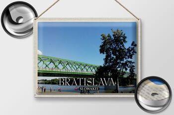 Panneau de voyage en étain, 40x30cm, Bratislava, slovaquie, Stary, le plus vieux pont 2