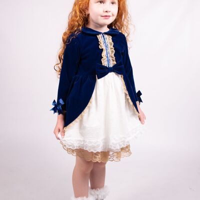 Girls navy velvet dress-NAVY