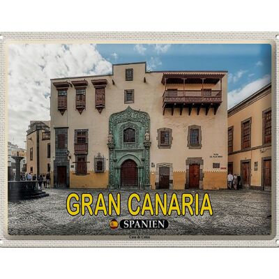 Cartel de chapa de viaje 40x30cm Gran Canaria España Casa de Colon Muesum