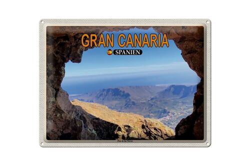 Blechschild Reise 40x30cm Gran Canaria Spanien Pico de Nieves Berg