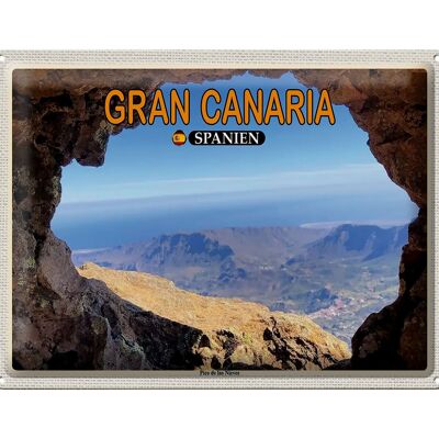 Blechschild Reise 40x30cm Gran Canaria Spanien Pico de Nieves Berg