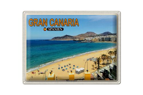 Blechschild Reise 40x30cm Gran Canaria Spanien Playa de las Canteras