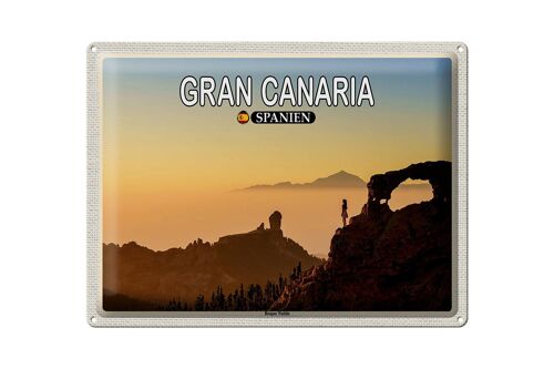 Blechschild Reise 40x30cm Gran Canaria Spanien Roque Nublo Berg