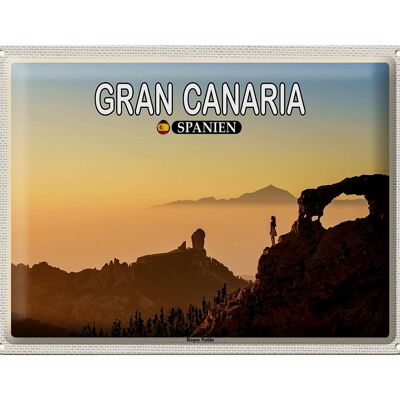 Targa in metallo da viaggio 40x30 cm Gran Canaria Spagna Roque Nublo Montagna