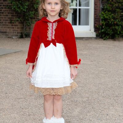 Girls navy velvet dress-RED 2