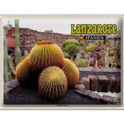 Cartel de chapa de viaje 40x30cm Lanzarote España Jardin de Cactus Garden