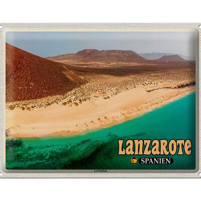 Targa in metallo da viaggio 40x30 cm Lanzarote Spagna Isola La Graciosa