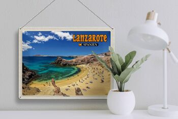 Signe en étain voyage 40x30cm Lanzarote espagne Playa Blanca plage mer 3