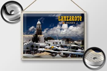 Signe en étain voyage 40x30cm, Lanzarote espagne, église de la ville de Teguise 2