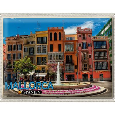 Targa in metallo da viaggio 40x30 cm Maiorca Spagna Fontana di Palma Vacanza