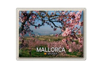 Plaque en tôle voyage 40x30cm Majorque Espagne fleurs d'amandier 1