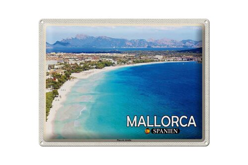 Blechschild Reise 40x30cm Mallorca Spanien Playa de Alcúdia Strand