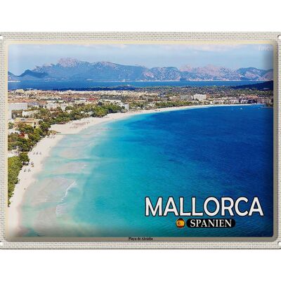 Targa in metallo da viaggio 40x30 cm Maiorca Spagna Spiaggia Playa de Alcúdia