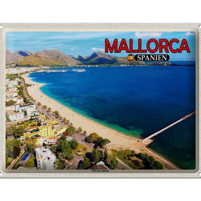 Cartel de chapa Travel 40x30cm Mallorca España Puerto de Pollença Mar