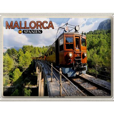 Cartel de Chapa Viaje 40x30cm Mallorca España Rayo Rojo Tren Sóller