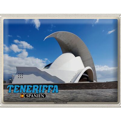 Targa in metallo da viaggio 40x30 cm Tenerife Spagna Auditorio de Tenerife