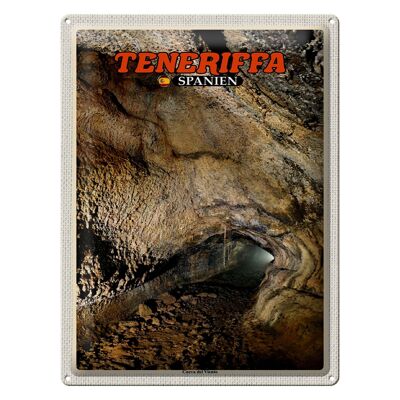 Targa in metallo da viaggio 30x40 cm Tenerife Spagna Grotta Cueva del Viento