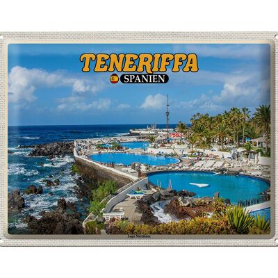 Targa in metallo da viaggio 40x30 cm Tenerife Spagna Piscina all'aperto Lago Martiánez