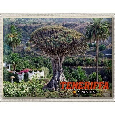 Cartel de chapa viaje 40x30cm Tenerife Drago Milenario-millennial