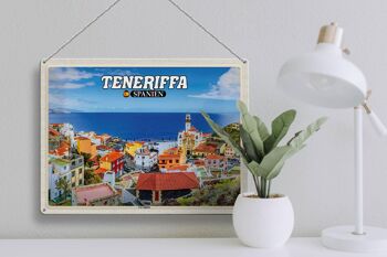 Panneau en étain voyage 40x30cm, Tenerife, espagne, La Laguna, Sea City 3