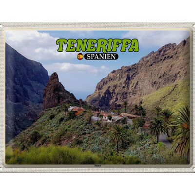 Cartel de chapa de viaje 40x30cm Tenerife España Masca Mountain Village Mountains