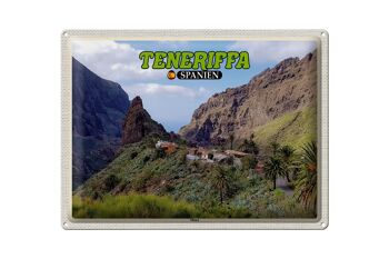 Panneau de voyage en étain, 40x30cm, Tenerife, espagne, Masca, Village de montagne, montagnes 1