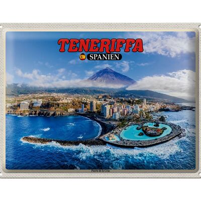 Targa in metallo da viaggio 40x30 cm Tenerife Spagna Montagna Puerto de la Cruz