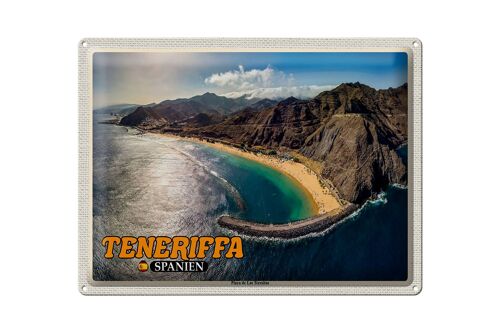 Blechschild Reise 40x30cm Teneriffa Spanien Playa de Las Teresitas