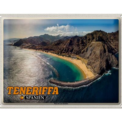 Targa in metallo da viaggio 40x30 cm Tenerife Spagna Playa de Las Teresitas
