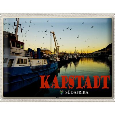 Blechschild Reise 40x30cm Kapstadt Südafrika Hafen Meer Boote