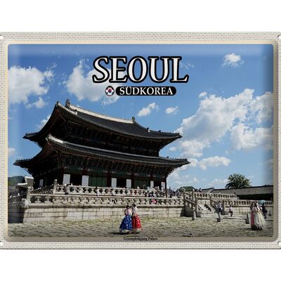 Cartel de chapa de viaje 40x30cm Seúl Corea del Sur Palacio Gyeongbokgung