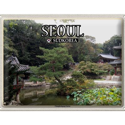 Blechschild Reise 40x30cm Seoul Südkorea Changdeokgung Garten