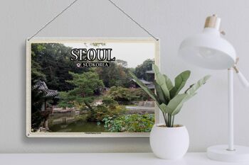 Panneau de voyage en étain, 40x30cm, séoul, corée du sud, jardin Changdeokgung 3