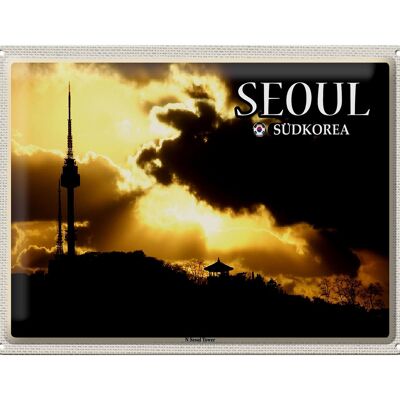 Targa in metallo da viaggio 40x30 cm Seoul Corea del Sud N Seoul Tower TV Tower